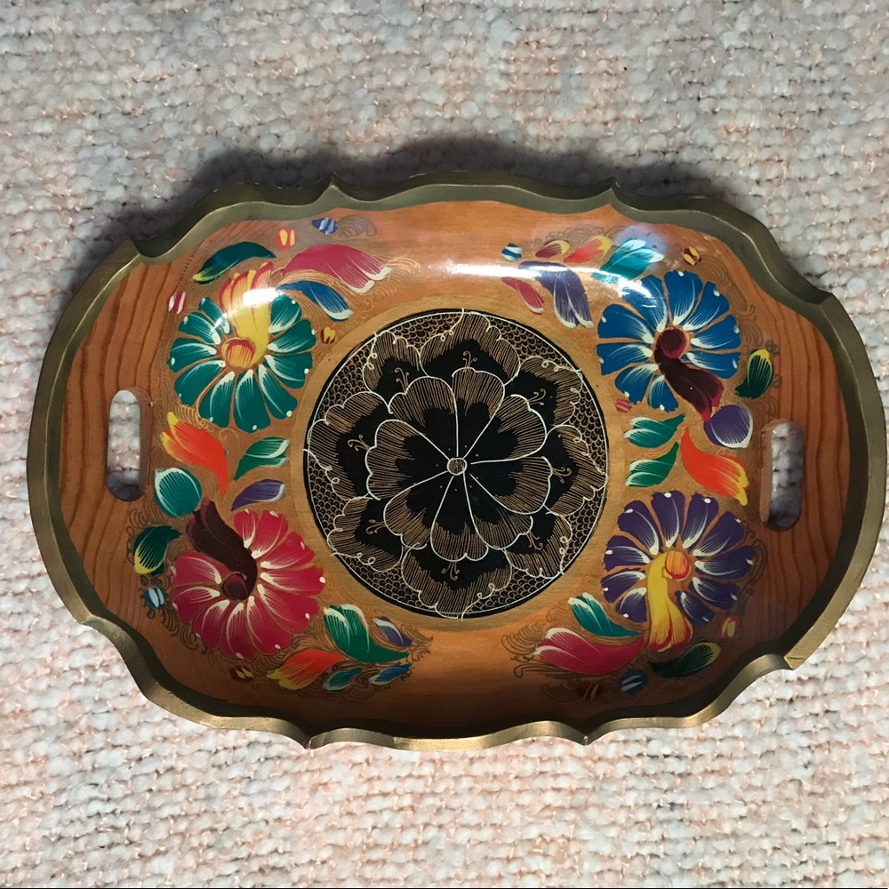 🌷Handpainted Wooden Tray